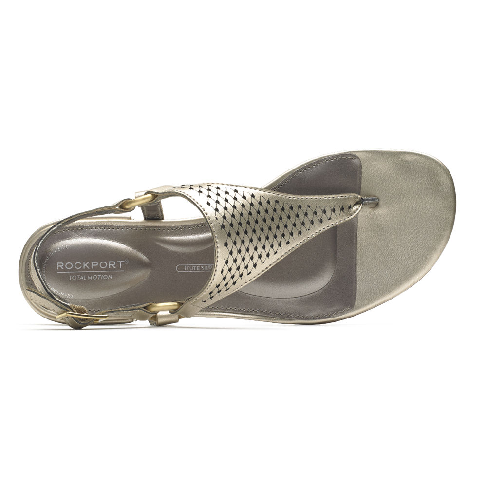 Sandálias Rockport Mulher Douradas - Total Motion Zosia Thong - 02741DORZ